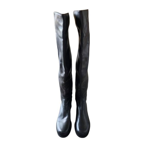 Stuart Weitzman Celia Over The Knee Boots Size 6.5 Black Nappa Leather - Picture 4 of 10